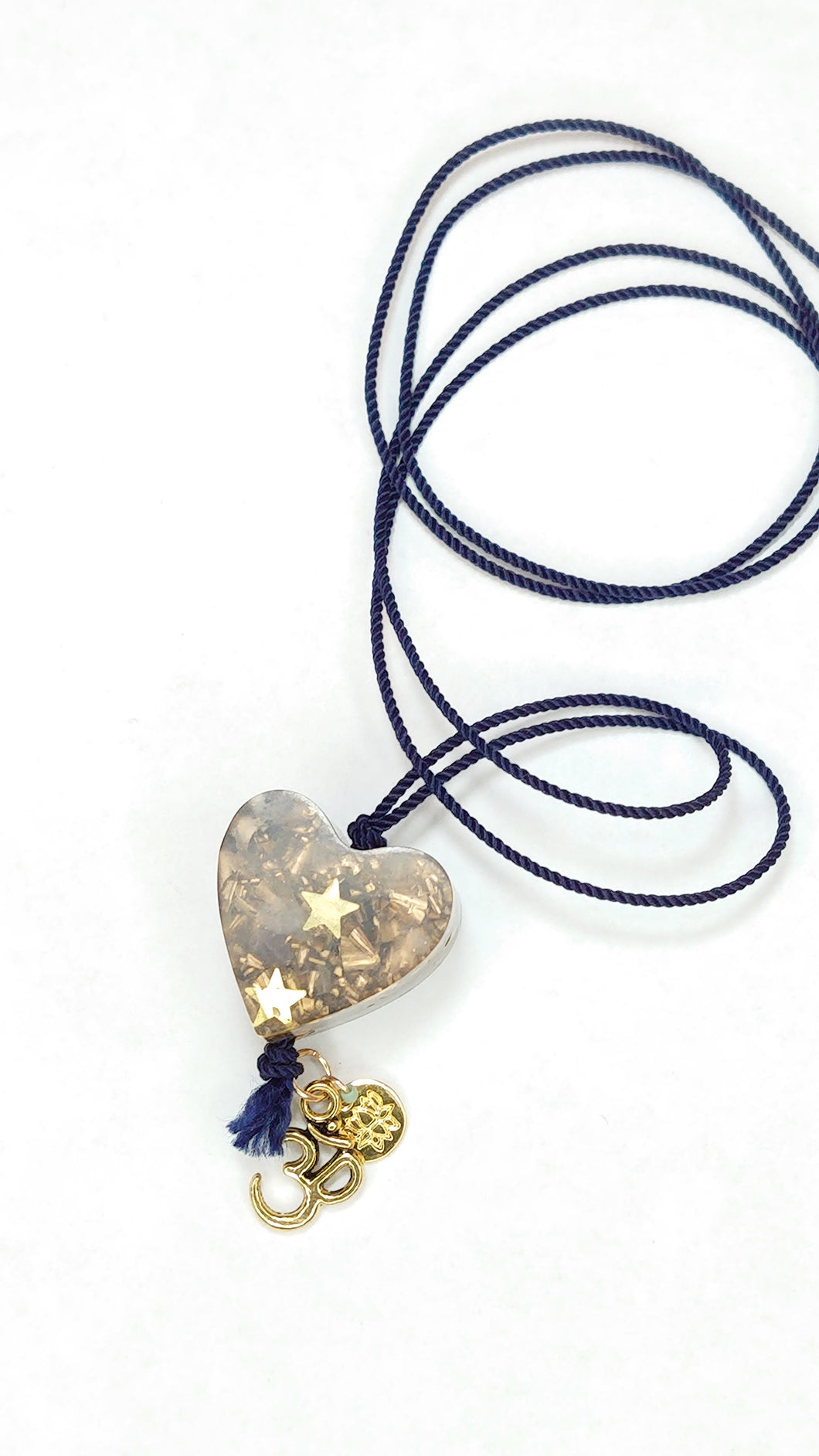 Heart pendant with lotus & ohm